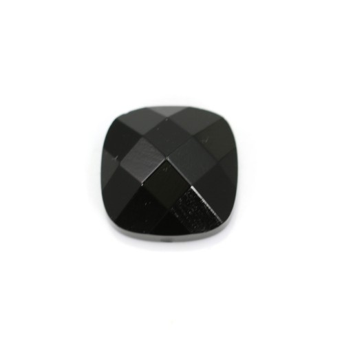 Cabochon agate noir faceted square 14mm x 1pc