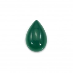 Green agate cabochon, in the shape of a drop, 6x9mm x 4pcs