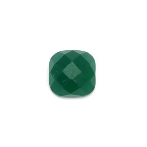 Cabochon green agate faceted square 6mm x 1pc