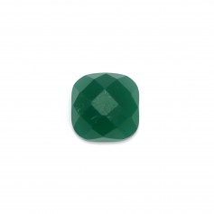 Cabochon green agate faceted square 6mm x 2pcs