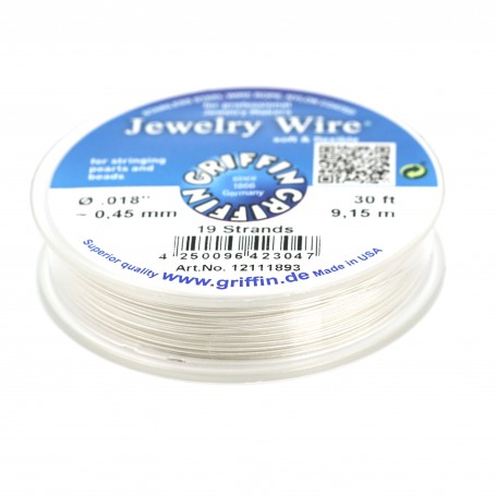 Stringing wire soft flexible silver-plated 0.45mm x 9.15m