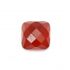 Red agate cabochon square faceted 10mm x 1pc