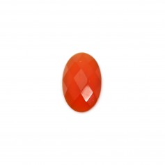Red oval faceted agate cabochon 4x6mm x 2pcs