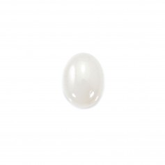 Cabochon white jade oval 7x9mm x 4pcs