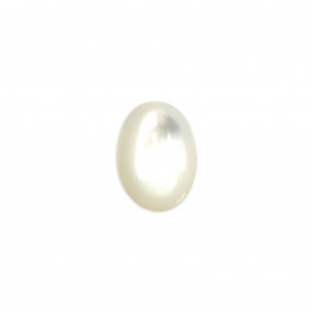 Oval cabochon 10x14mm White Mother-of-Pearl x1pc