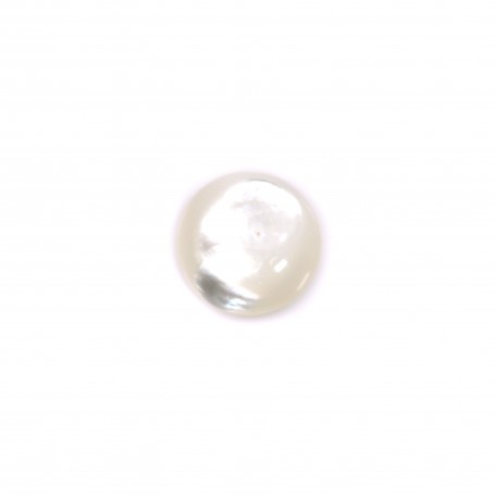 Cabochon rond 12 mm Nacre Blanc x1