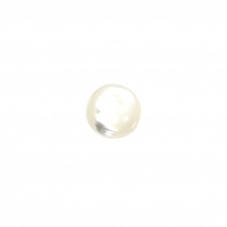 Round cabochon 6mm White Mother-of-Pearl x2