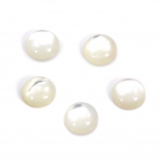 Round cabochon 8mm White Mother-of-Pearl x 2pcs