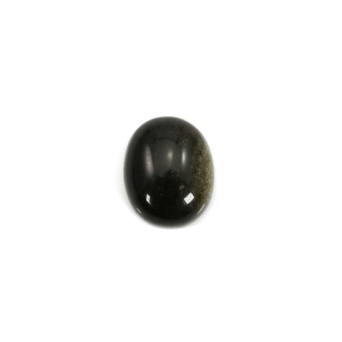 Ovaler goldener Obsidian-Cabochon, 9x11mm x 1pc