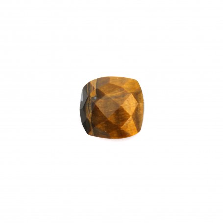Cabochon in eye of tiger squared faceted 10mm x 1pc