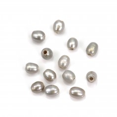 Perla coltivata d'acqua dolce, grigia, oliva, 4-4,5 mm x 2 pezzi