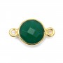 Faceted round green agate with 2 rings set in gold-plated silver 11mm x 1pc
