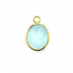 Faceted oval chalcedony set in gold-plated silver 9x11mm x 1pc