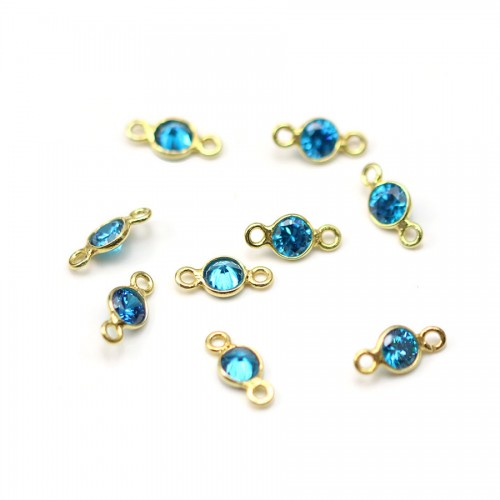 925 sterling silver oval spacer set with a blue cz 9.5x17.5mm x 1pc