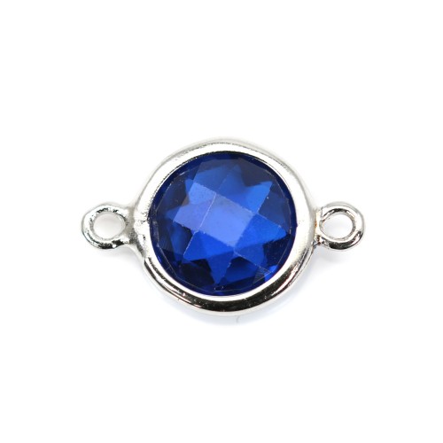 Spacer sterling silver 925 and zirconium sapphire round 9.5x14.5mm x 1pc