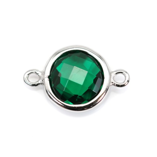 Spacer sterling silver 925 and zirconium emerald round 9.5*14.5mm x 1pc