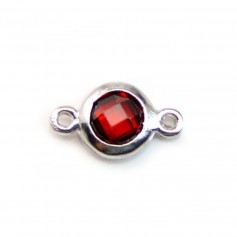 925 sterling silver round spacer with red cz 5x9mm x 1pc