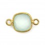 Faceted cushion chalcedony set in gold-plated silver 2 rings 11mm x 1pc