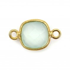 Faceted cushion chalcedony set in gold-plated silver 2 rings 9mm x 1pc