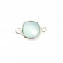 Faceted cushion chalcedony set in silver 2 rings 11mm x 1pc