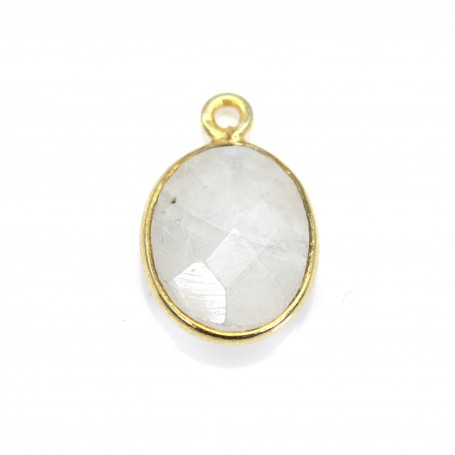 Moonstone in the oval shape, set on golden silver, 1 ring, 9x11mm x 1pc