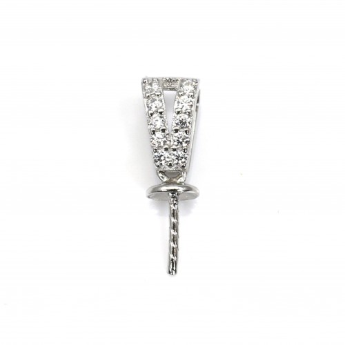 Schalenförmiger Ring für halbgebohrte Perlen, 925er Silber, rhodiniert 13.5mm x 1Stk