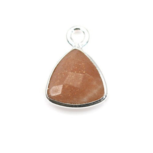 Charm Gemstone orange triangle faceted moon set in silver 925 9x13mm x 1pc