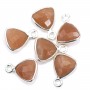 Charm Gemstone orange triangle faceted moon set in silver 925 9x13mm x 1pc