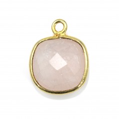 Pink quartz cushion facet set on silver gilt 11mm x 1pc
