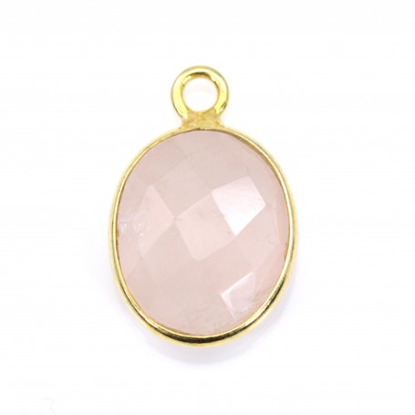 Faceted oval rose quartz set in gold-plated silver 10x12mm x 1pc