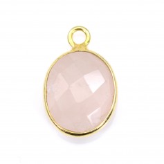 Oval faceted rose quartz set in silver gilt 10x12mm x 1pc