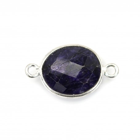 Oval faceted treated blue gemstone set in sterling silver 925 2 rings 11x13mm x 1pc