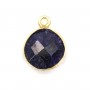 Round faceted treated blue gemstone set in gold-plated silver 11mm x 1pc