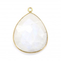 Moonstone pendant set in golden silver, in the shape of a drop 26x31mm x 1pc