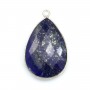 Lapis lazuli pendant set in silver, in the shape of a faceted drop, 21x31mm x 1pc