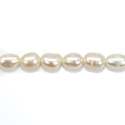 Perlas cultivadas de agua dulce, blancas, oliva, 4-4,5mm x 35cm
