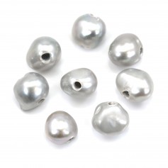 Grey baroque freshwater cultured pearl 7-9mm with large drilling 1.9mm x 2pcs