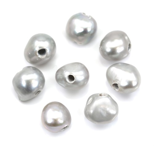 Perla cultivada de agua dulce, gris, barroca, 11-13mm x 1pcs