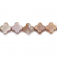 Pink mother-of-pearl clover beads on thread 6mm x 40cm
