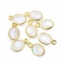 Charm Gemstone oval faceted moon set in 925 silver gilded with fine gold 7x12mm x 1pc