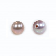 Mauve half-drilled round freshwater cultured pearl 4.5-5mm x 1pc