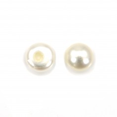 Perle coltivate d'acqua dolce, semi-perforate, bianche, a bottone, 3-3,5 mm x 4 pz