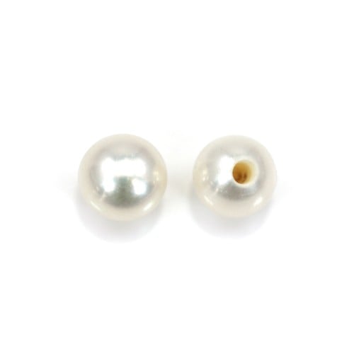 Perlas cultivadas de agua dulce, semiperforadas, blancas, redondas, 3,5-4mm x 2pcs