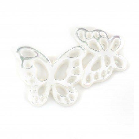White mother-of-pearl butterfly couple 13x18mm x 1pc