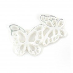 White mother of pearl butterfly couple 13x18mm x 1pc