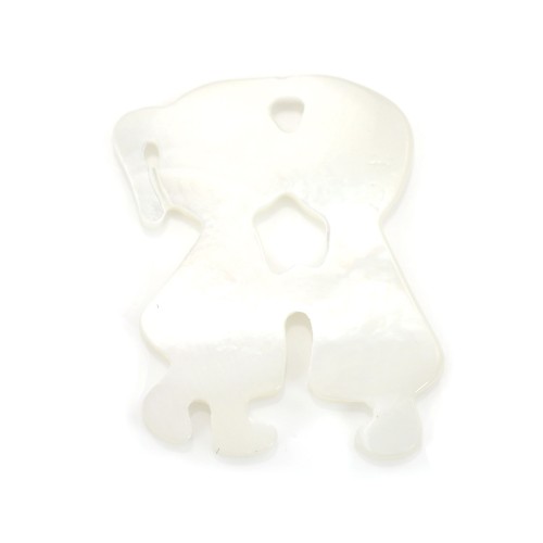 White mother-of-pearl kissing couple 14x16mm x 1pc