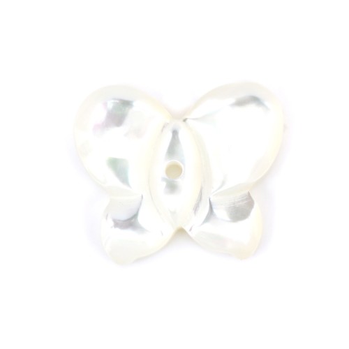 Nacre blanche en forme de papillon 10x12mm x 1pc