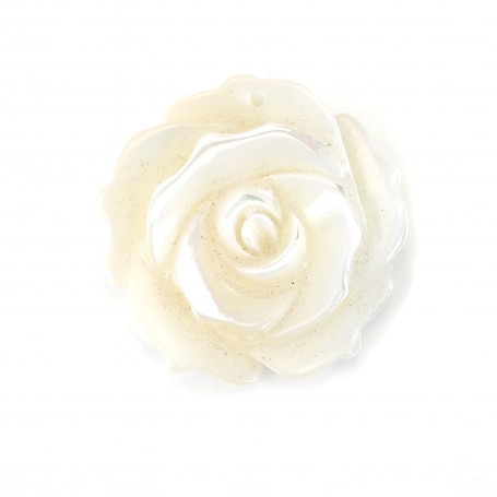 Nacre blanche en rose semi-percée 20mm x 1pc