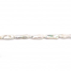 Perles de culture d'eau douce, blanche, tube baroque, 6-8mm x 38cm
