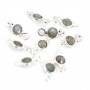 Round faceted Labradorite charm set in 925 silver 5x11mm x 1pc